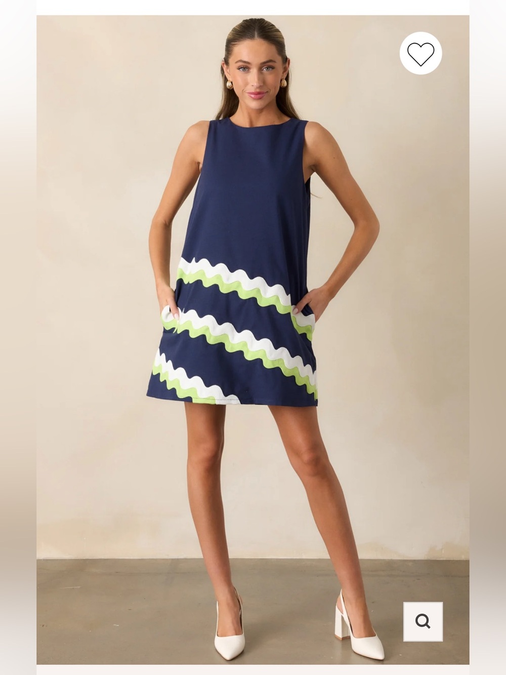 PROSPERINA CATANIA TUCKERNUCK NAVY COTTON SHIFT DRESS XS NWT